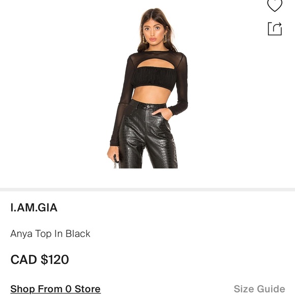 BRAND NEW I.AM.GIA LONG SLEEVE BLACK MESH CUTOUT CROP “ANYA” TOP - Picture 2 of 7